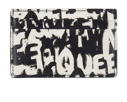 Alexander McQueen Graffiti Card Holder, Leather, Black/White, 486430,3*